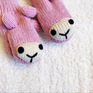 Pink lamb mittens